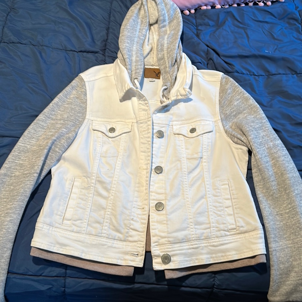 American Eagle denim hoodie jacket